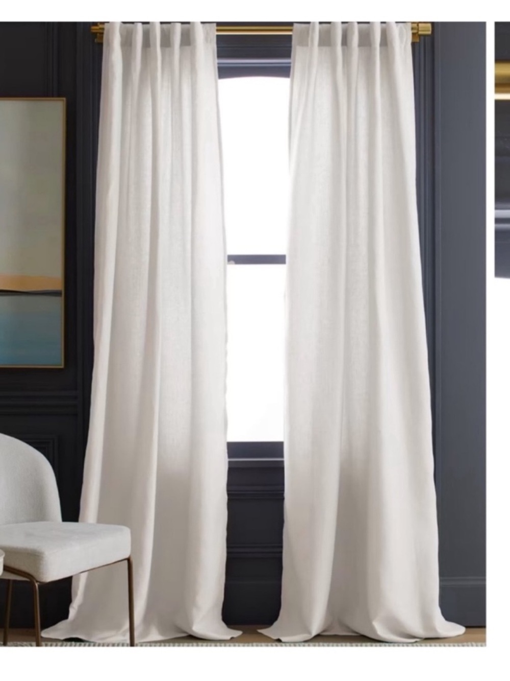 NWT QUINCE Set Of 2 48x84 European Linen Curtains Cream 8807